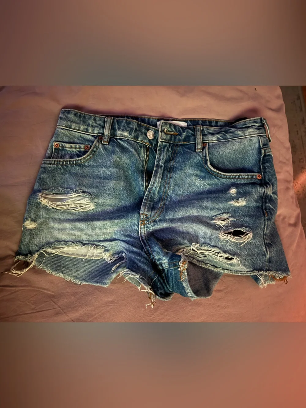 Zara Distressed Denim Shorts